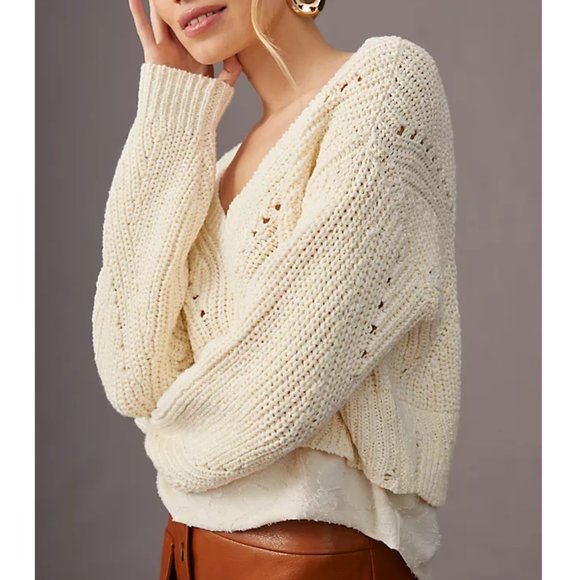 By Anthropologie Twofer Layered Sweater Ivory - Small - Picture 3 of 10